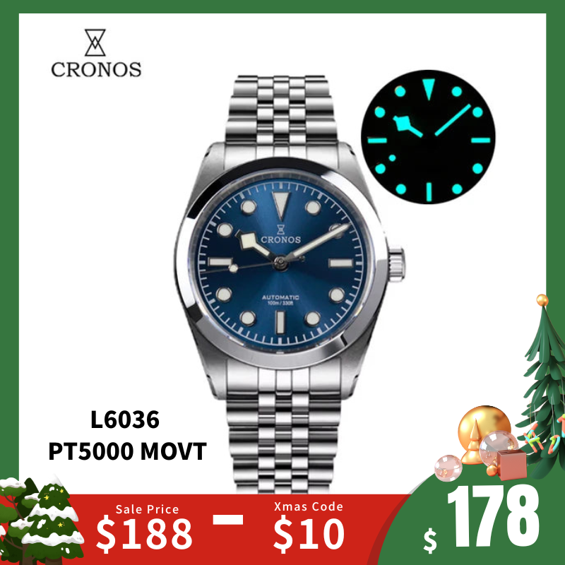 Cronos 36mm Snowflake Automatic Men Watch L6036 – Cronos Watch Store