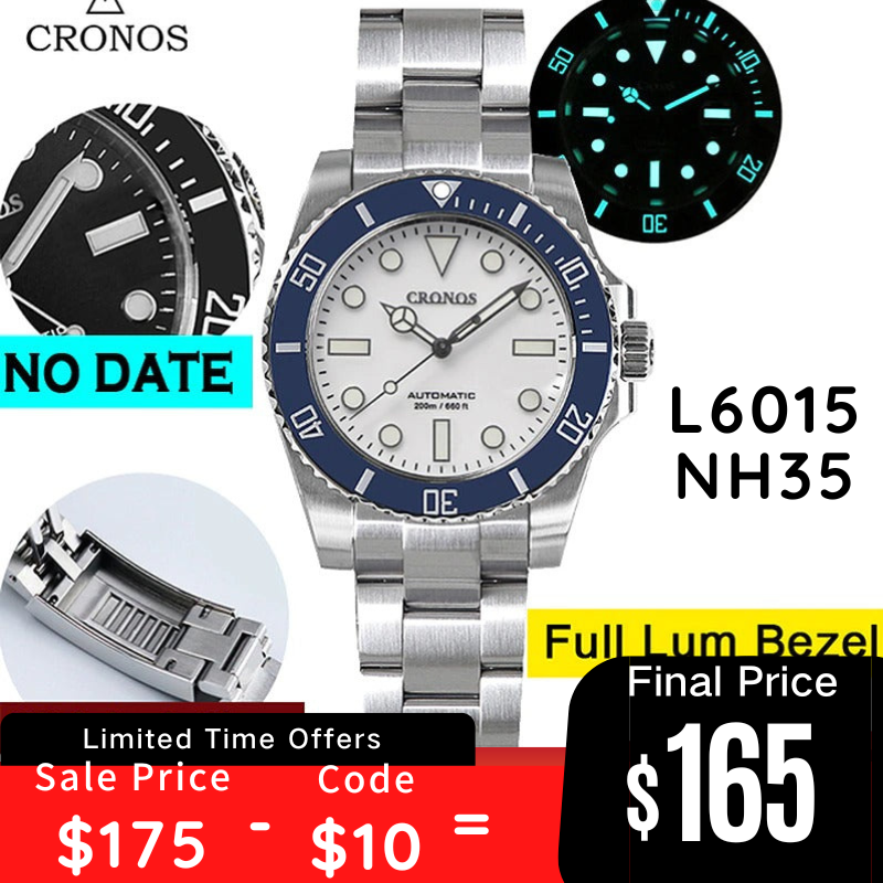 Cronos No Date NH35 Sub Diver Watch L6015M