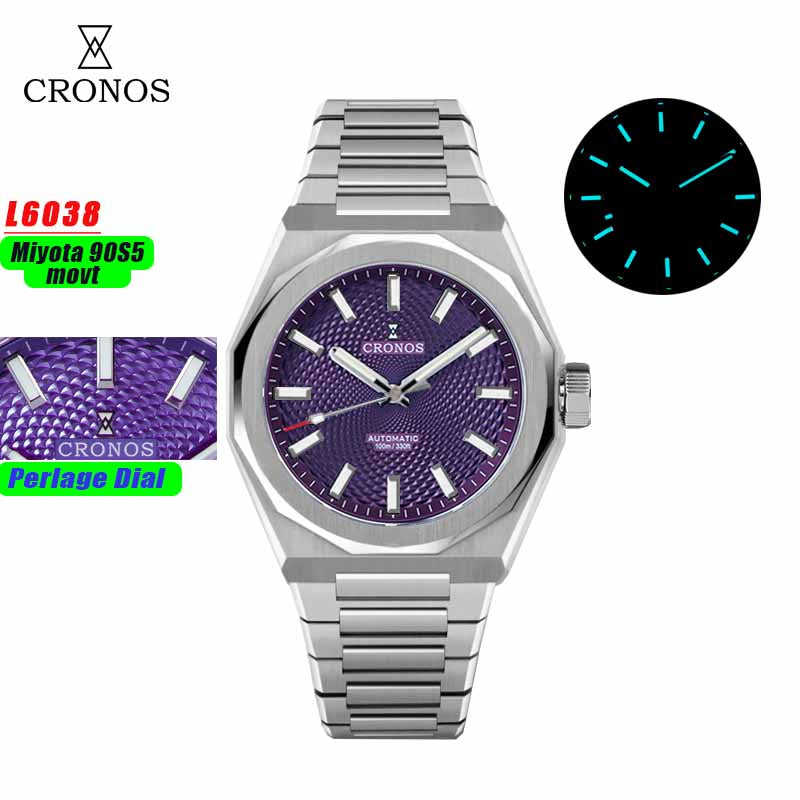 Cronos 39mm Miyota 9015/9s05 Men Watch L6038