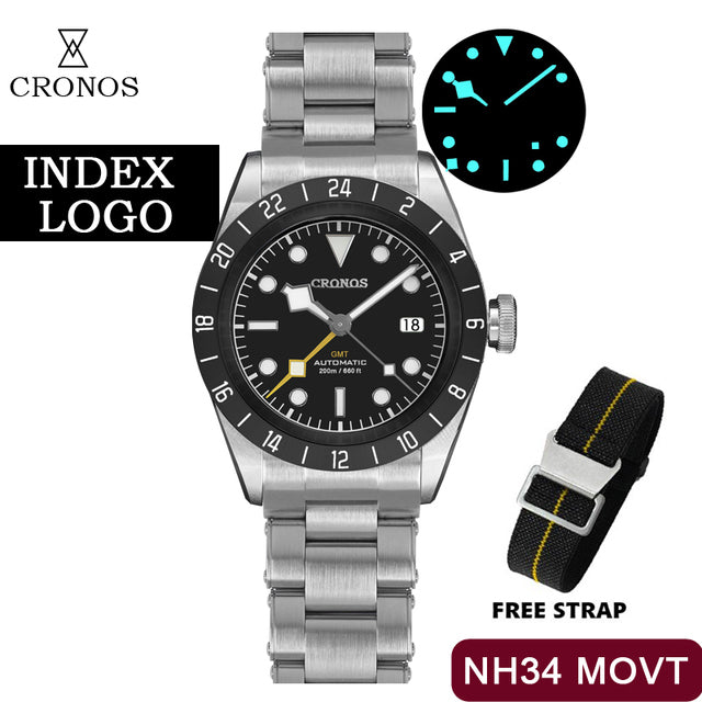 Cronos GMT BB Pro 39mm NH34 Automatic Men Watch L6022