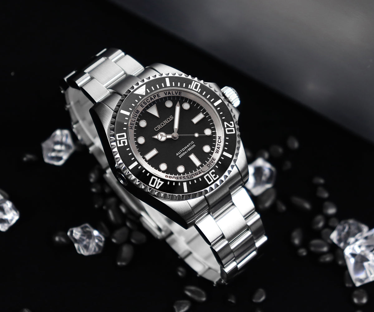 Cronos 44mm Sub Diver Watch PT/SW Movement L6027 - No Calendar