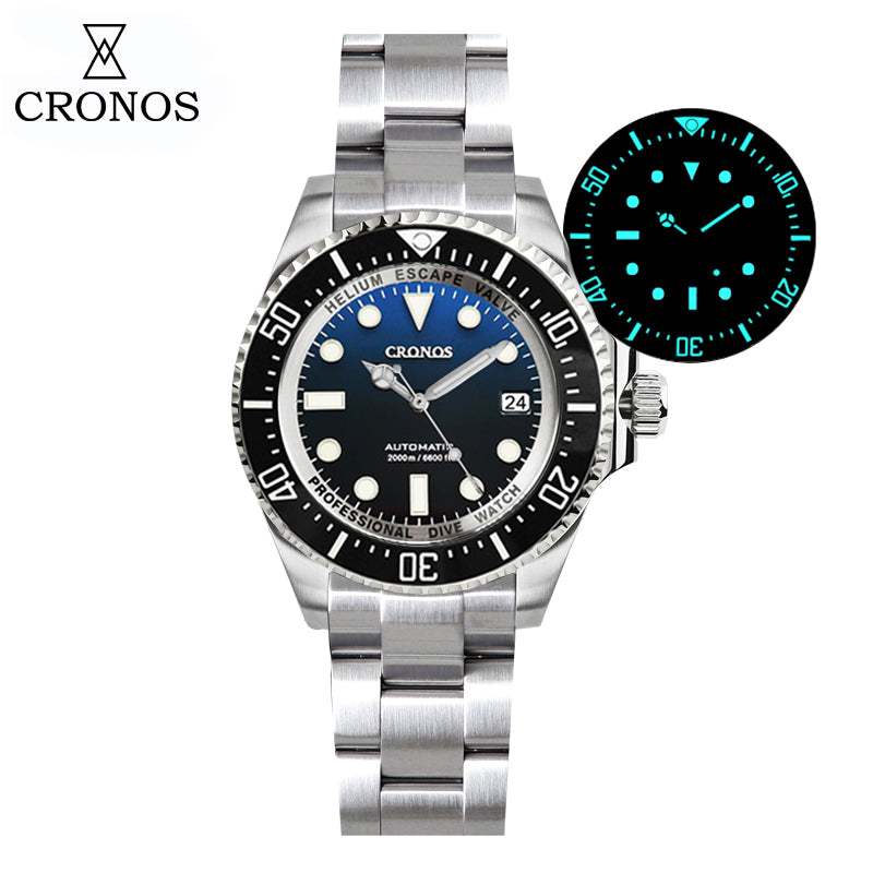 Cronos 44mm Sub Diver Watch PT/SW Movement L6027