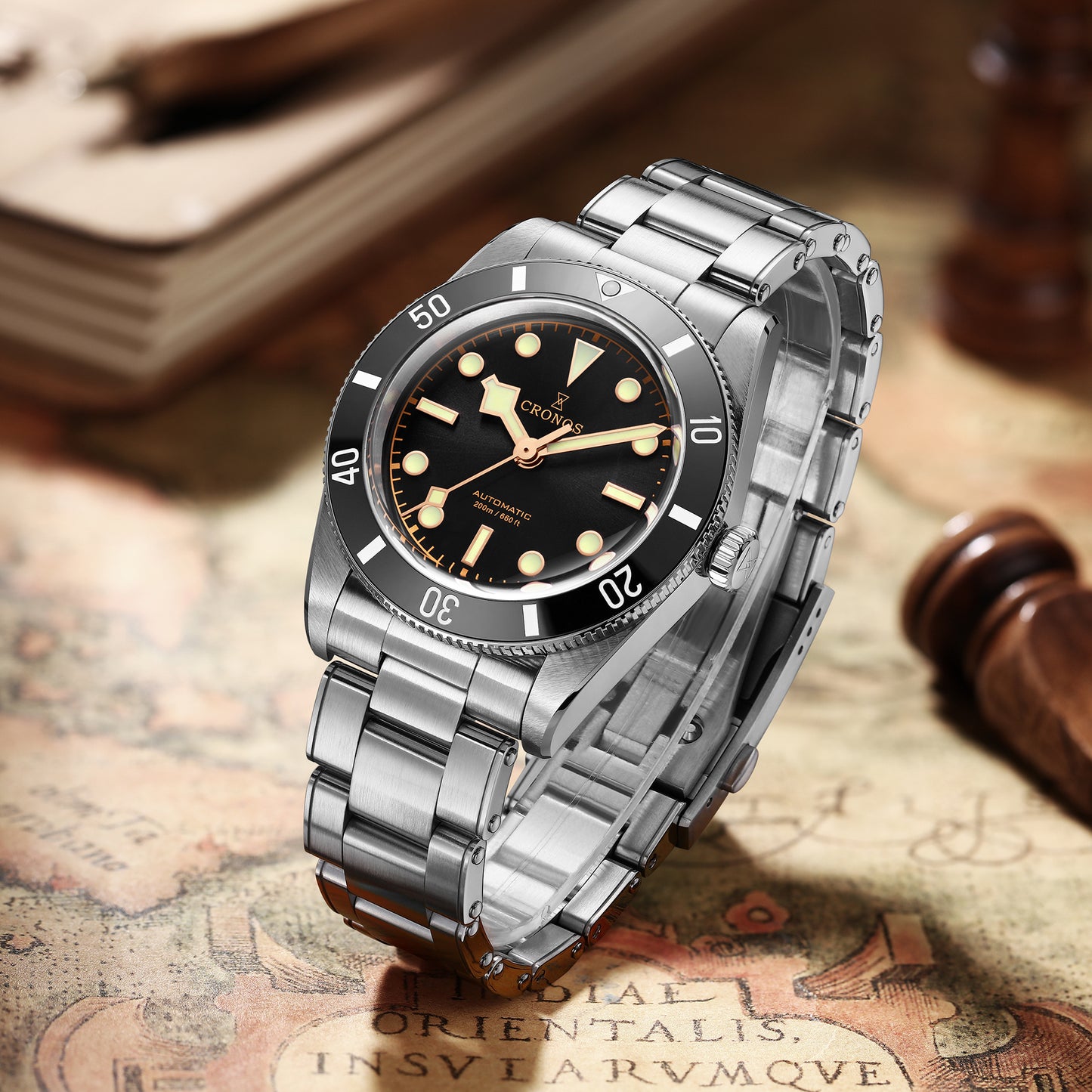 Cronos 37mm BB54 Vintage Diver Automatic Watches L6024 V3