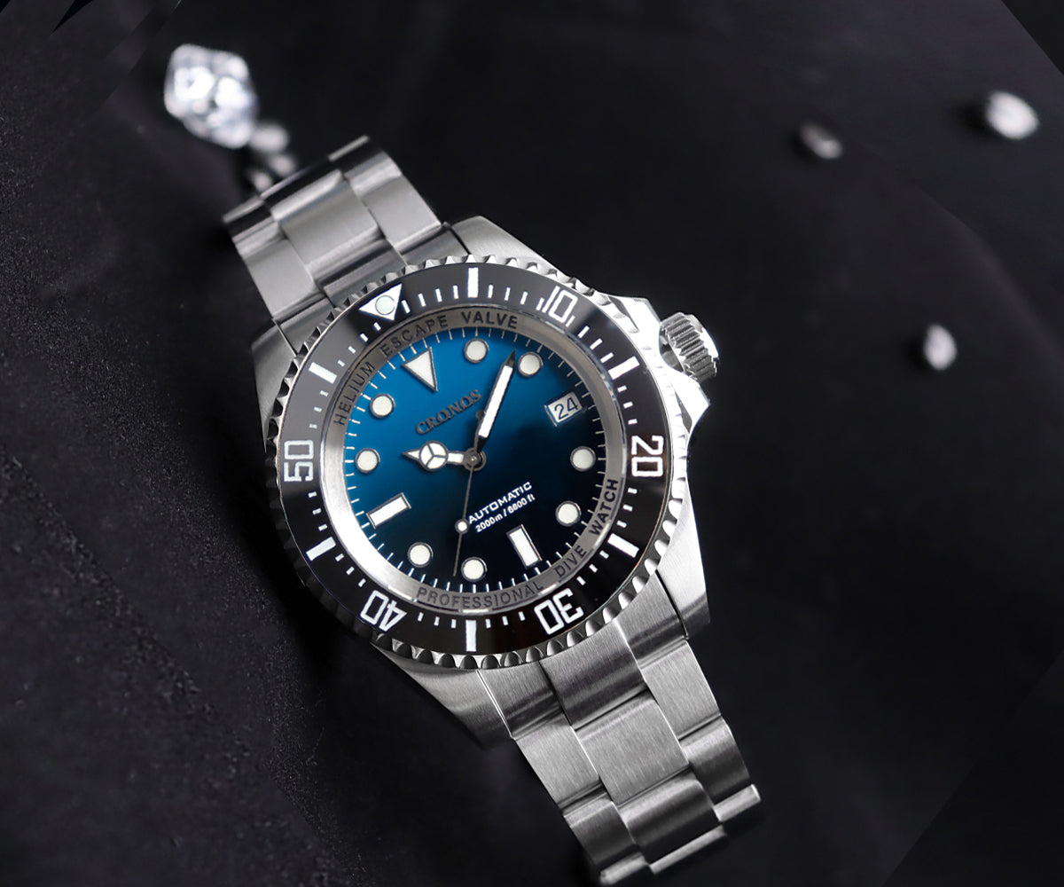 Cronos 44mm Sub Diver 2000 Meters Watch L6009M