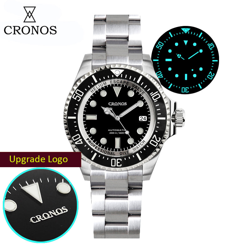 Cronos 44mm Sub Diver 2000 Meters Watch L6009M