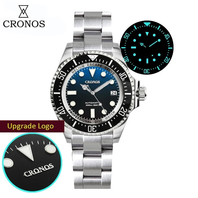 Cronos 44mm Sub Diver 2000 Meters Watch L6009M