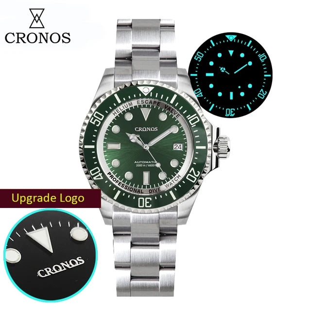 Cronos 44mm Sub Diver 2000 Meters Watch L6009M