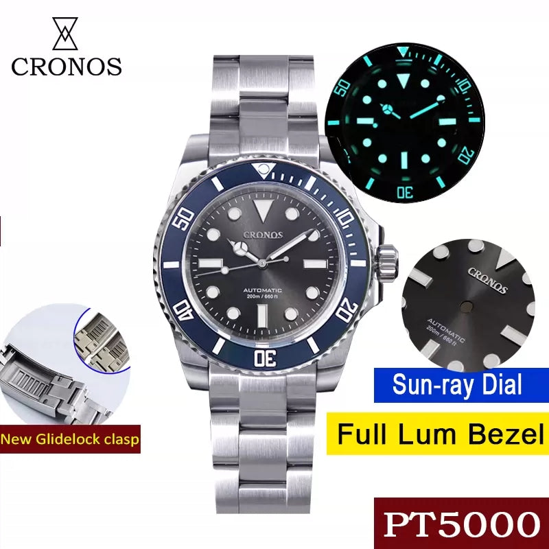 Cronos No Date PT5000 Sub Diver Watch L6005