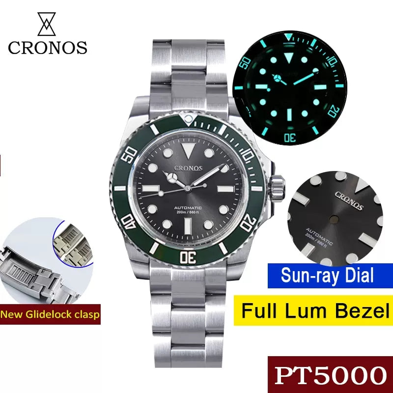 Cronos No Date PT5000 Sub Diver Watch L6005