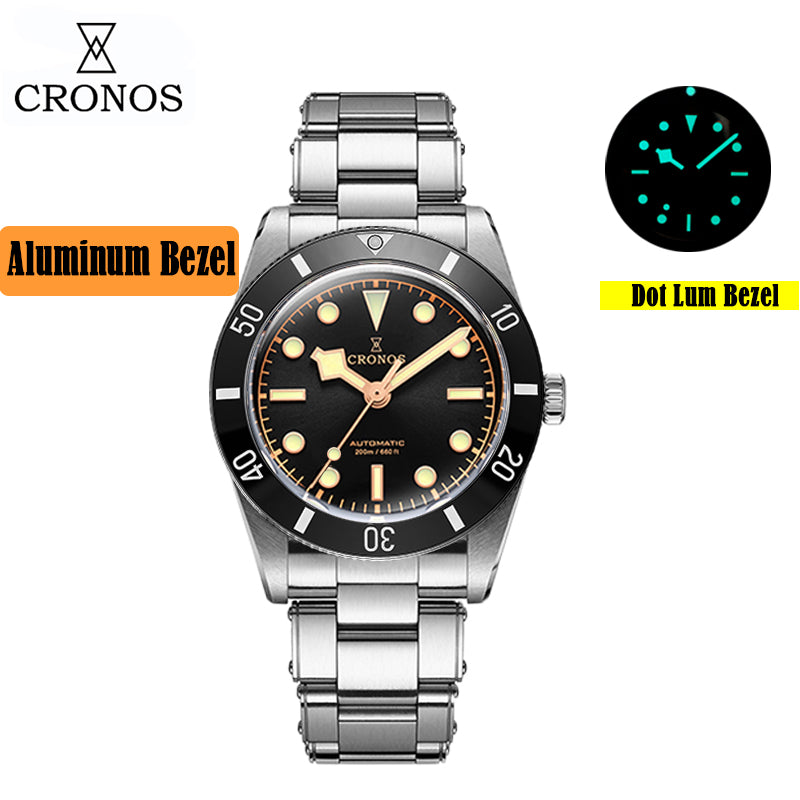 ★★US Warehouse★★Cronos 37mm BB54 Vintage Diver Automatic Watches L6033-lid sapphire glass
