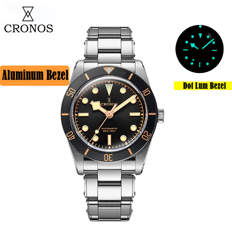 ★★US Warehouse★★Cronos 37mm BB54 Vintage Diver Automatic Watches L6033-lid sapphire glass