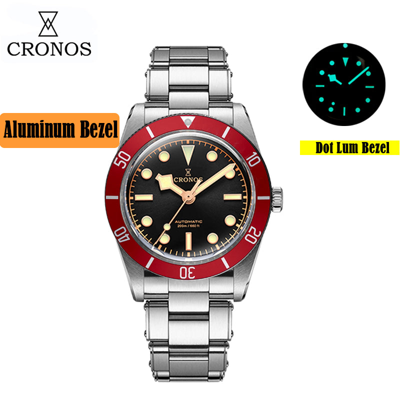 ★★US Warehouse★★Cronos 37mm BB54 Vintage Diver Automatic Watches L6033-lid sapphire glass