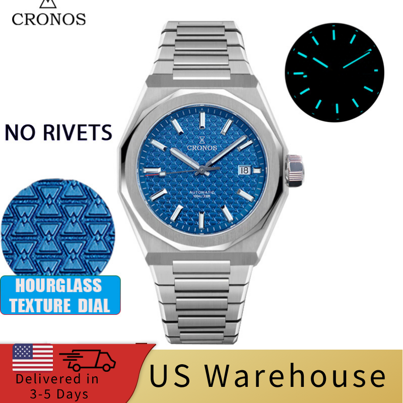 ★★US Warehouse★★Cronos 39mm Hourglass Dial PT5000 Men Watch L6028
