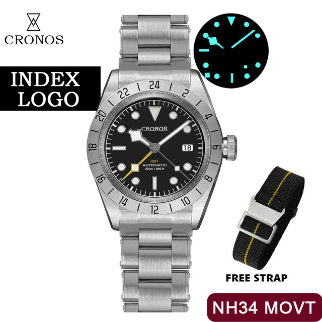 Cronos GMT BB Pro 39mm NH34 Automatic Men Watch L6022