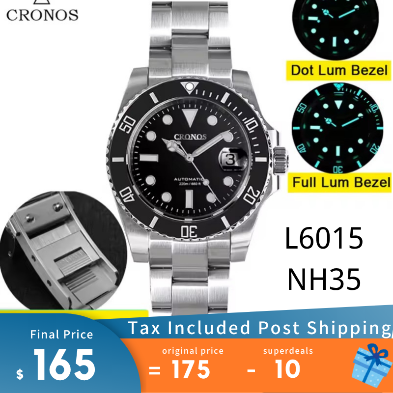 Cronos 2.5x Water Ghost NH35 Dive Watch L6015 with Calendar
