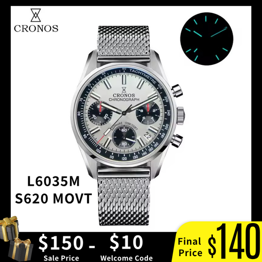 Cronos 38.5mm Chronograph Quartz Men Watch L6035