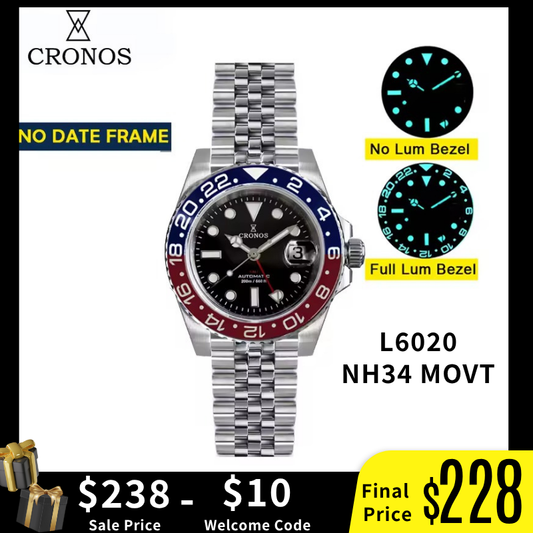 Cronos NH34 GMT Automatic Men Watch L6020M