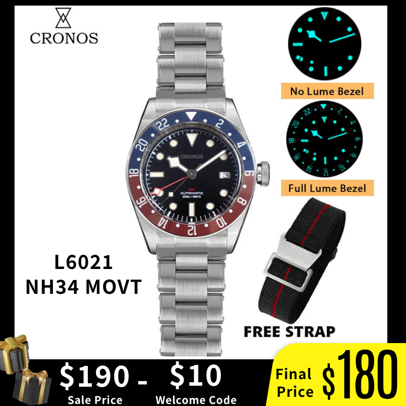 Cronos NH34 GMT Automatic Men Watch L6021