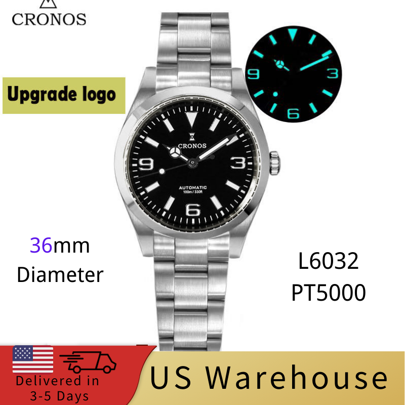 ★★US Warehouse★★Cronos 36mm Explore PT5000 Automatic Watch L6032