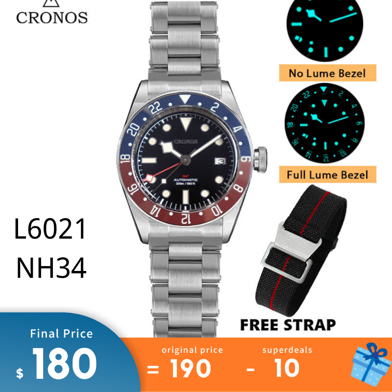 Cronos NH34 GMT Automatic Men Watch L6021