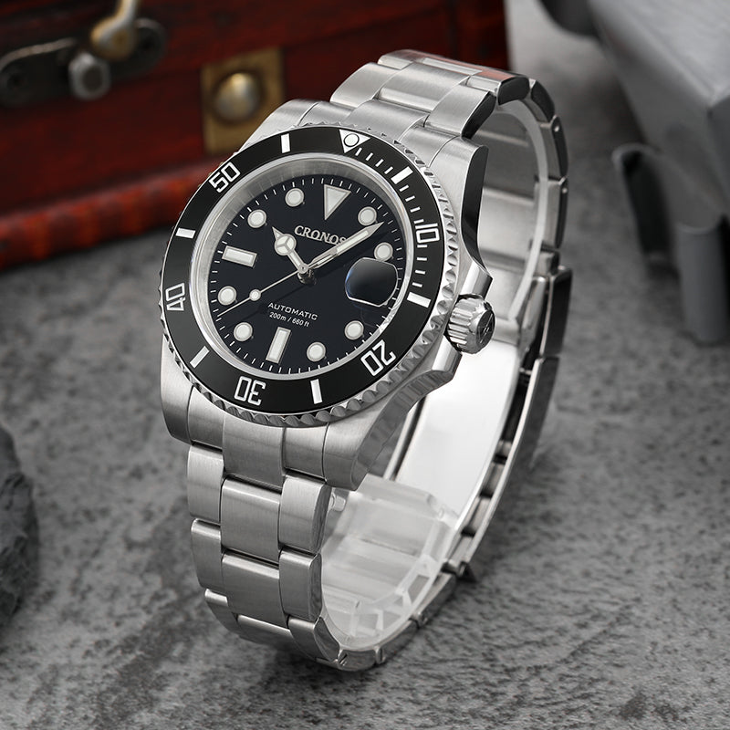 ★★US Warehouse★★Cronos 2.5x Water Ghost NH35 Dive Watch L6015 with Calendar