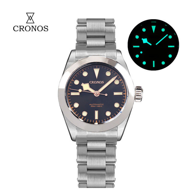 Cronos BB39 NH35 Snowflake Automatic Men Watch L6025-Riveted bracelet