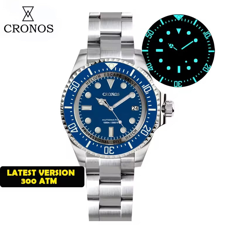 Cronos 44mm Sub Diver 2000 Meters Watch L6009M