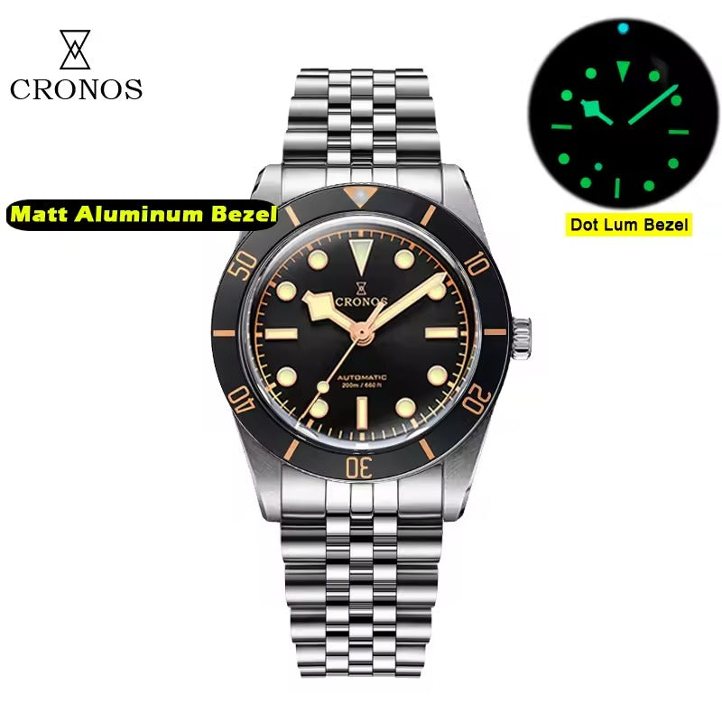 ★★US Warehouse★★Cronos 37mm BB54 Vintage Diver Automatic Watches L6033-lid sapphire glass