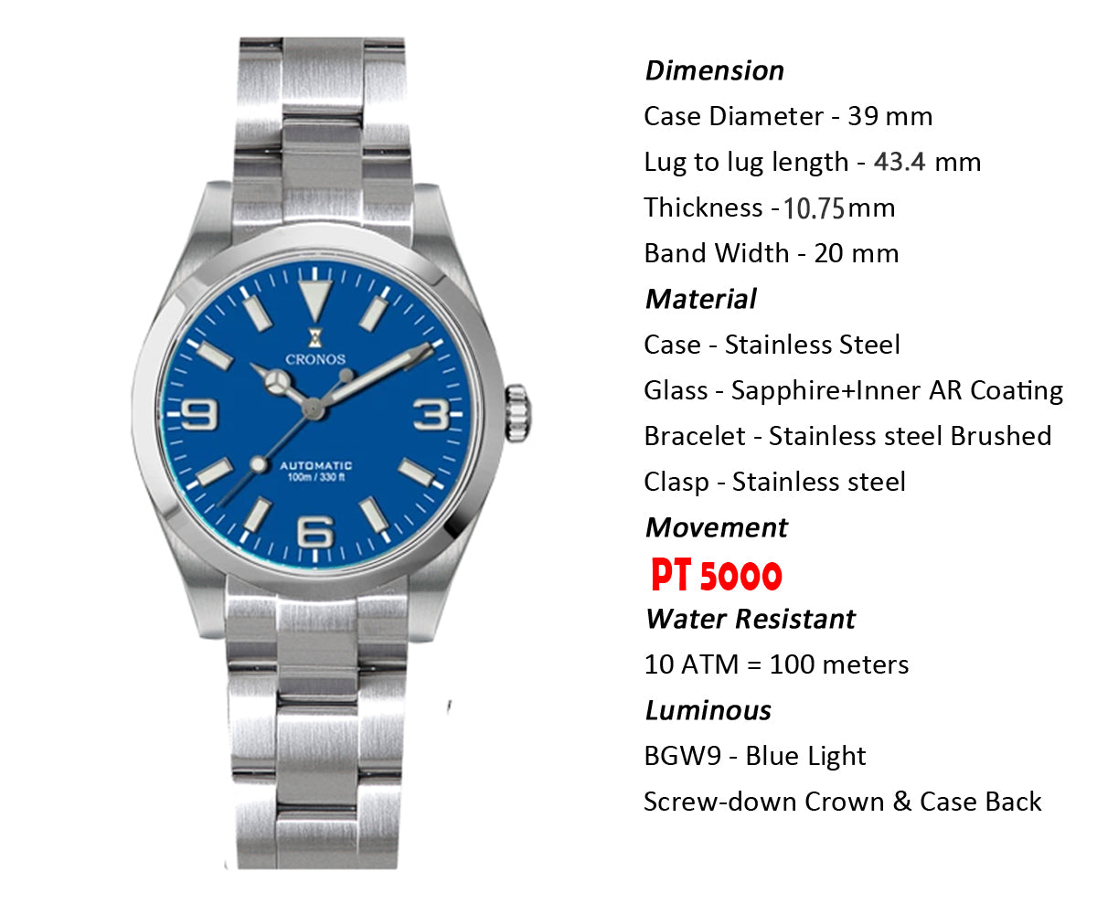 ★★US Warehouse★★Cronos 39mm Explore PT5000 Dive Watch L6031