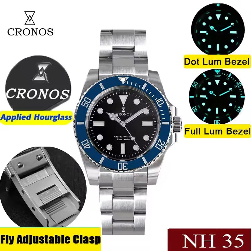 Cronos 2.5x Water Ghost NH35 Dive Watch L6015 with Calendar