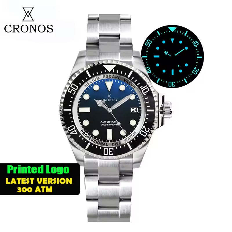 Cronos 44mm Sub Diver 2000 Meters Watch L6009M