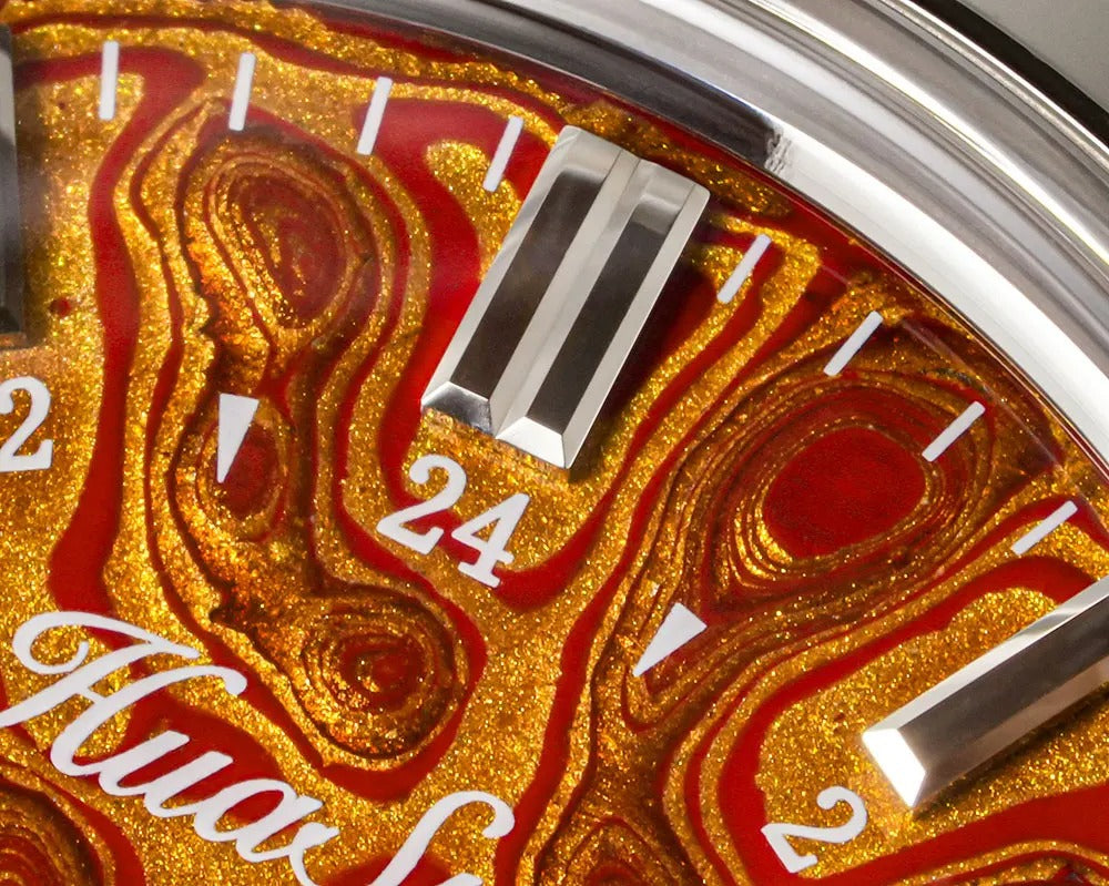 HUASUO 39mm Luxury Handmade Lacquer Dial GMT Men's Watch