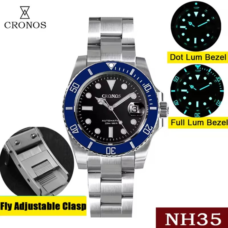 Cronos 2.5x Water Ghost NH35 Dive Watch L6015 with Calendar