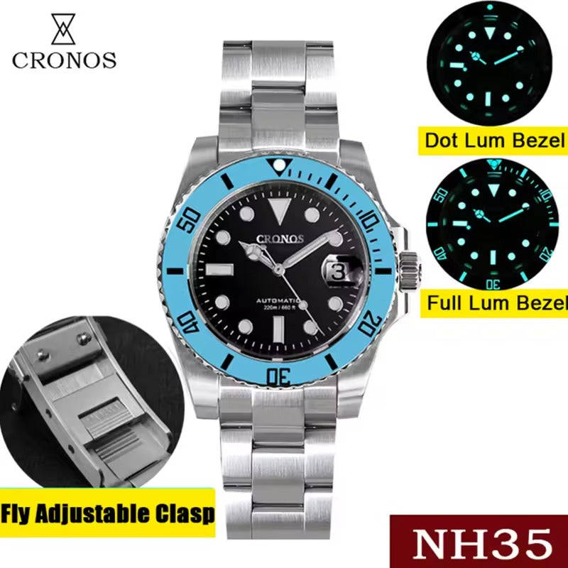 Cronos 2.5x Water Ghost NH35 Dive Watch L6015 with Calendar