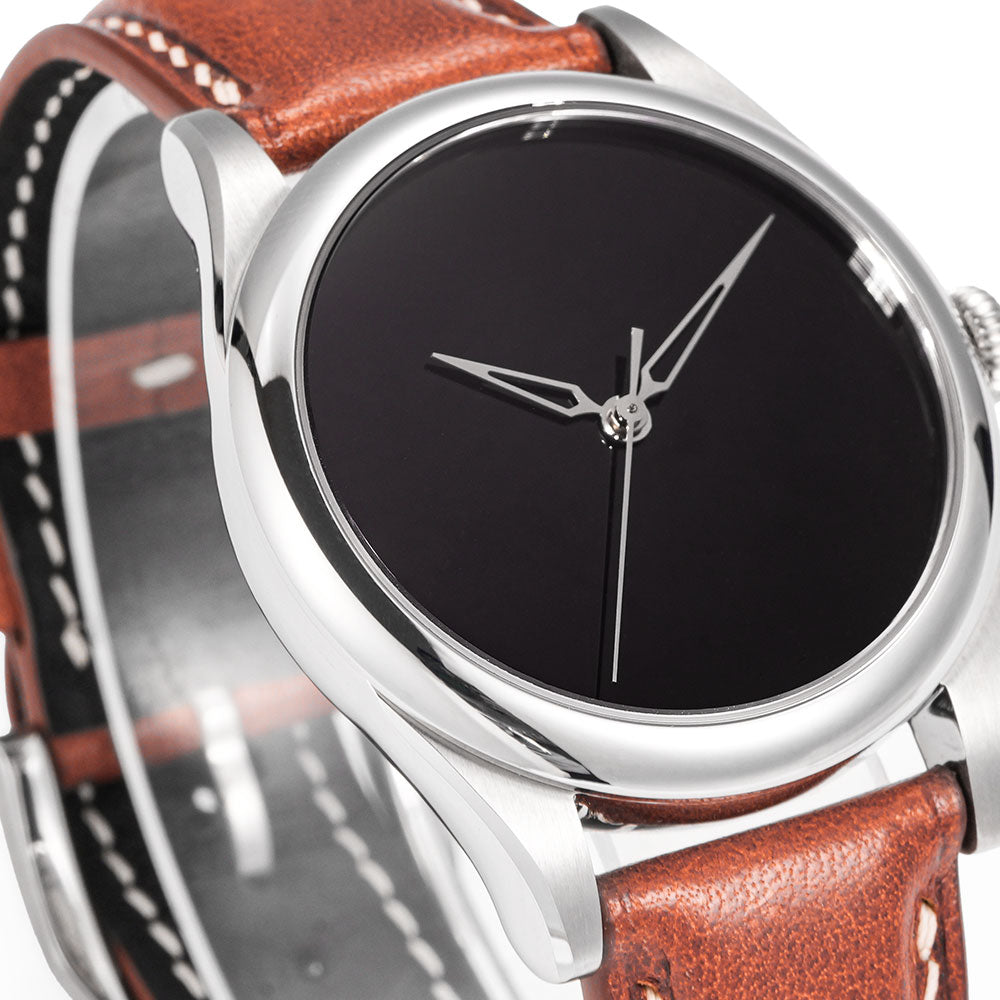 HUASUO New 38mm Business Men Watch Tiger Eye Stone Dial Watch