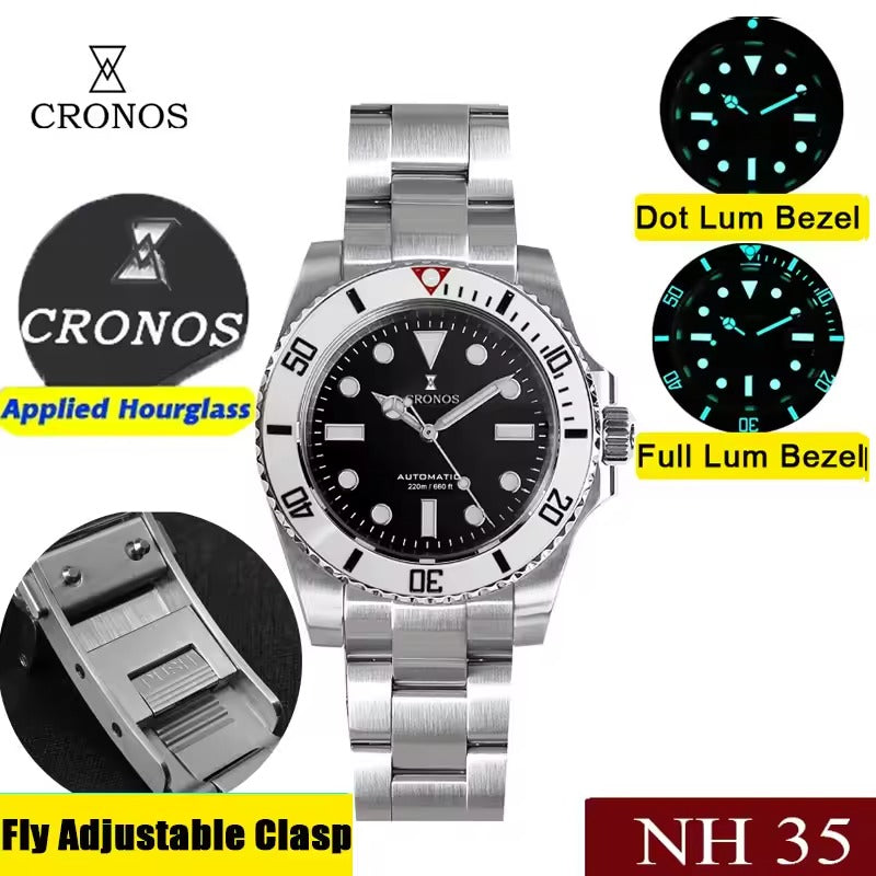 Cronos 2.5x Water Ghost NH35 Dive Watch L6015 with Calendar