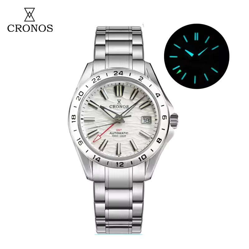 ★★US Warehouse★★Cronos 39mm GMT NH34 Mechanical Men Watch L6029 V2