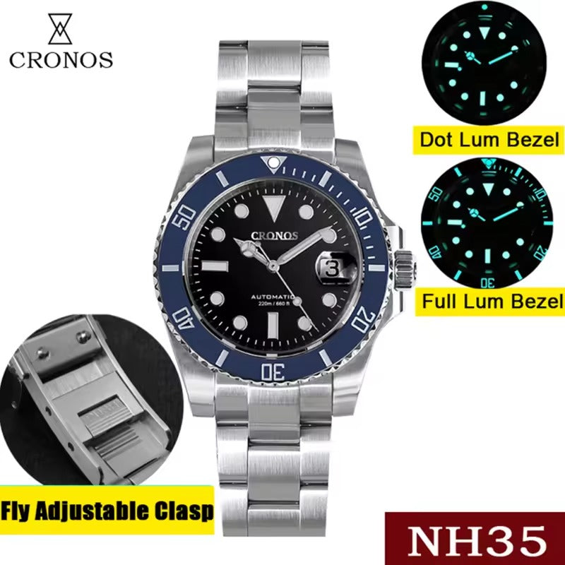 Cronos 2.5x Water Ghost NH35 Dive Watch L6015 with Calendar