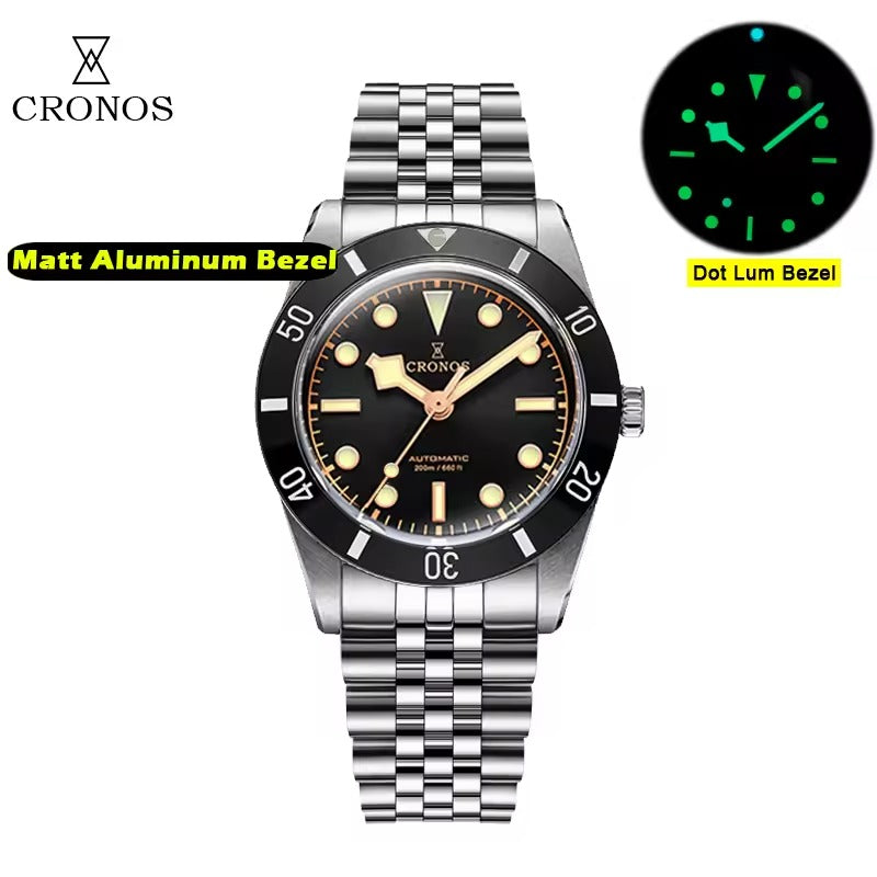 ★★US Warehouse★★Cronos 37mm BB54 Vintage Diver Automatic Watches L6033-lid sapphire glass