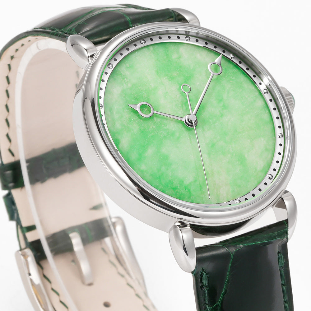 HUASUO 41mm ETA2892 Retro Jade Or Malachit Dial Mens Watches