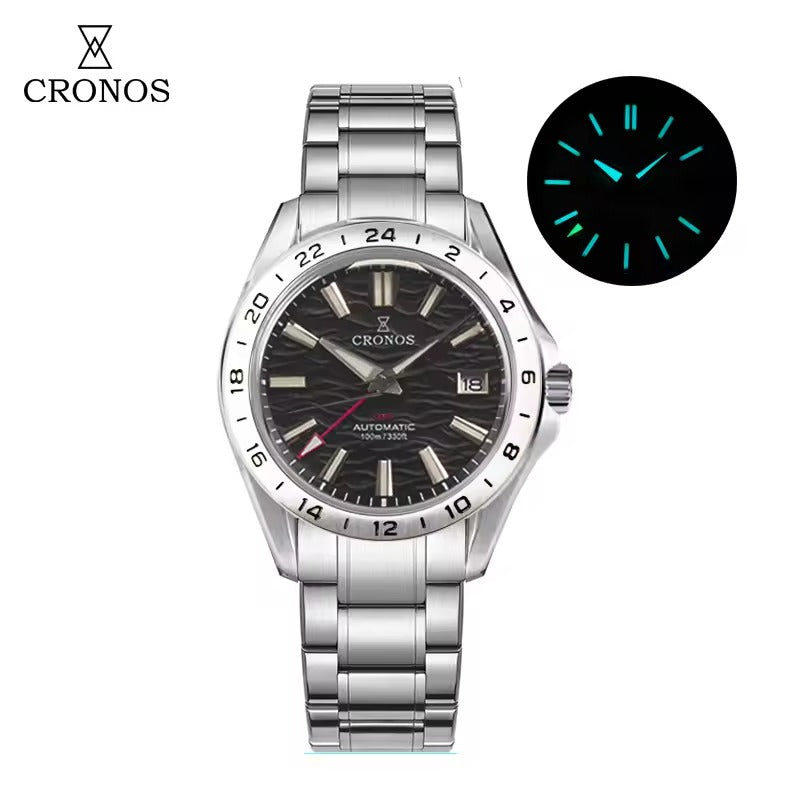 ★★US Warehouse★★Cronos 39mm GMT NH34 Mechanical Men Watch L6029 V2