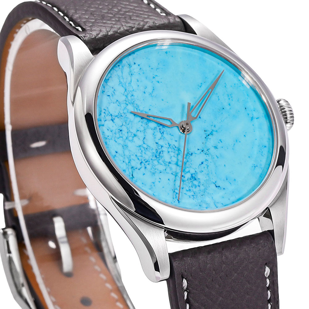 HUASUO New 38mm Business Men Watch Tiger Eye Stone Dial Watch