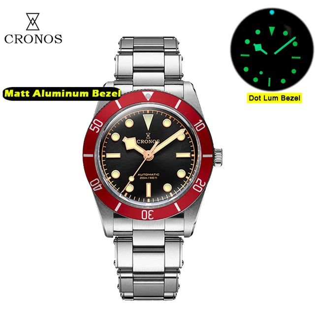 ★★US Warehouse★★Cronos 37mm BB54 Vintage Diver Automatic Watches L6033-lid sapphire glass