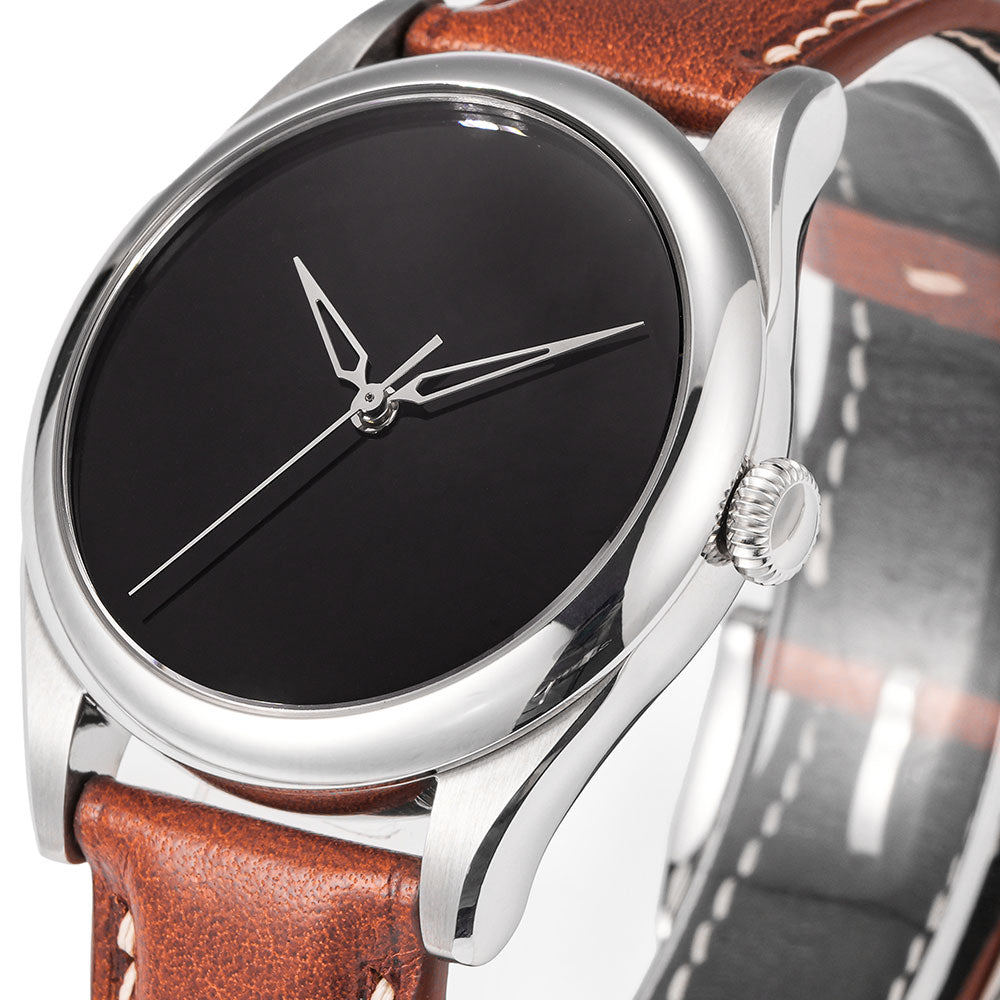 HUASUO New 38mm Business Men Watch Tiger Eye Stone Dial Watch