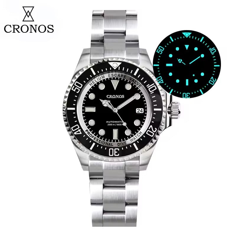 Cronos 44mm Sub Diver Watch 2000 Meters Water Miyota 9015 L6039