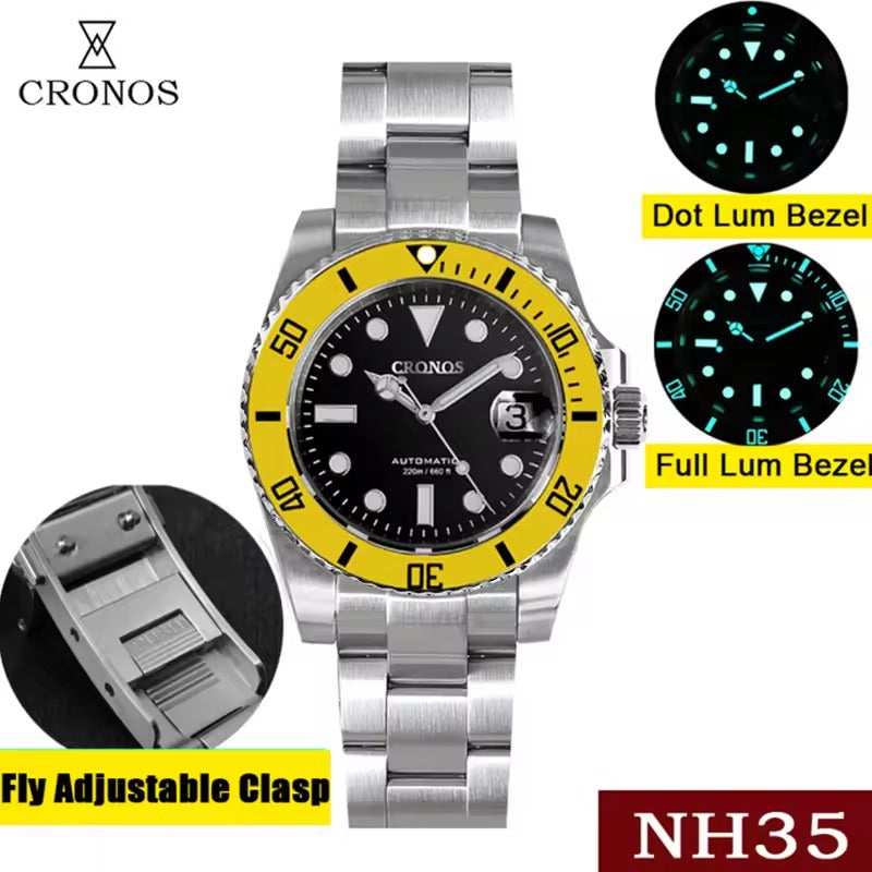 Cronos 2.5x Water Ghost NH35 Dive Watch L6015 with Calendar