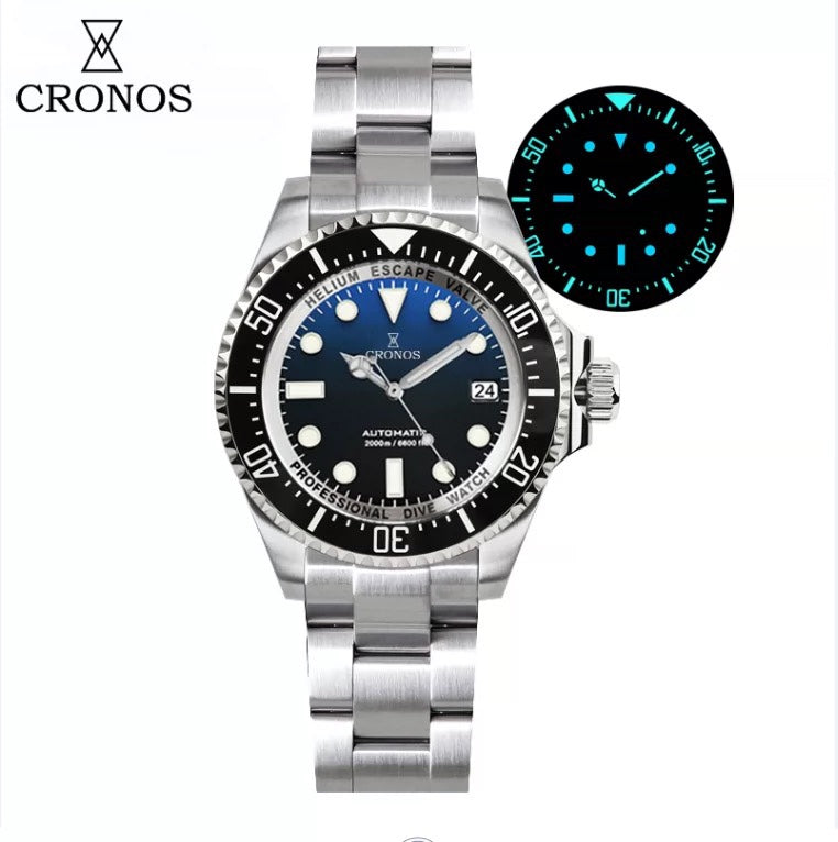 Cronos 44mm Sub Diver 2000 Meters Watch L6009M