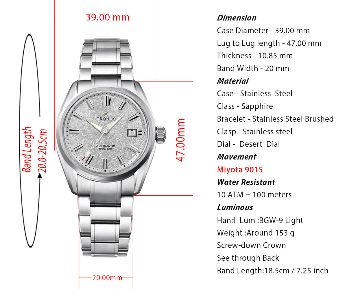 Cronos Men Watch 39mm Automatic Watches L6040M