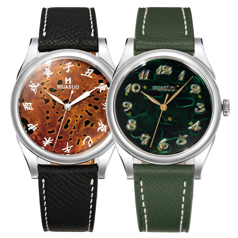 HuaSuo 38mm Luxury Handmade Lacquer Dial Men's Watch