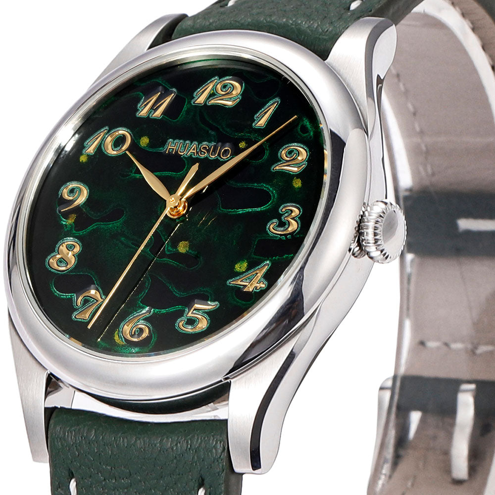 HuaSuo 38mm Luxury Handmade Lacquer Dial Men's Watch